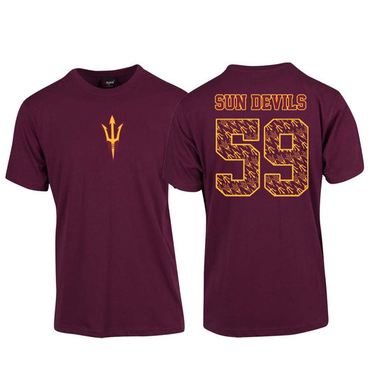 Sun Devils Maroon tee with number back