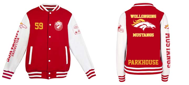 Wollongong Mustangs varsity jacket double sided baby