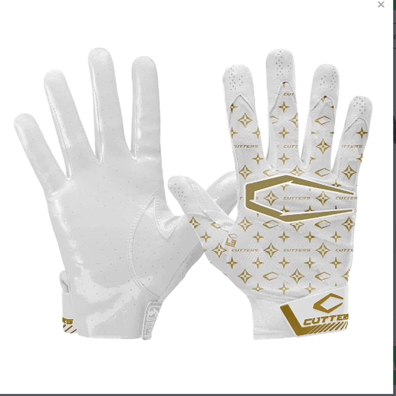 WHITE/GOLD LUX REV PRO 4.0 LIMITED-EDITION RECEIVER GLOVES SIZE SMALL ONLY