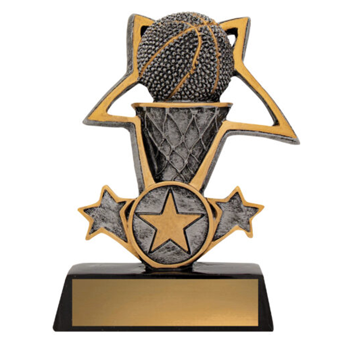 Basketball Tri-Star Trophy 2 Sizes