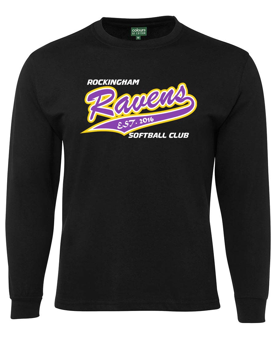 Rockingham Ravens Softball text logo Long Sleeved T-Shirt