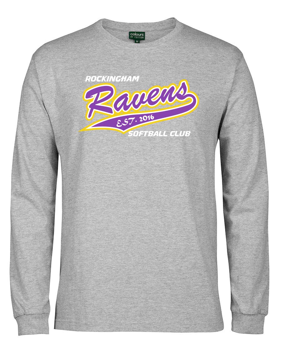 Rockingham Ravens Softball text logo Long Sleeved T-Shirt