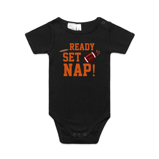 Curtin Saints baby one piece Ready Set Nap
