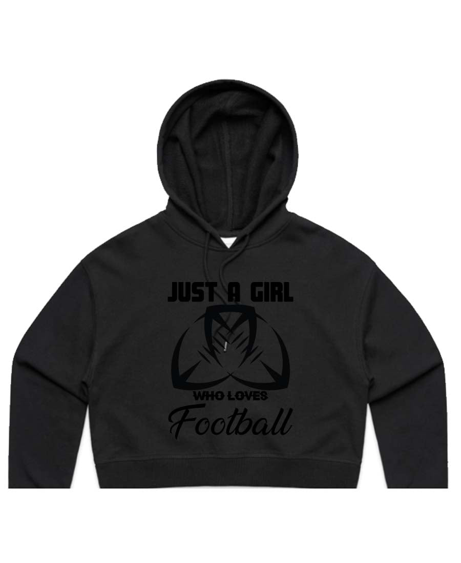 Just a girl who loves Football Ladies Cropped Hoodie