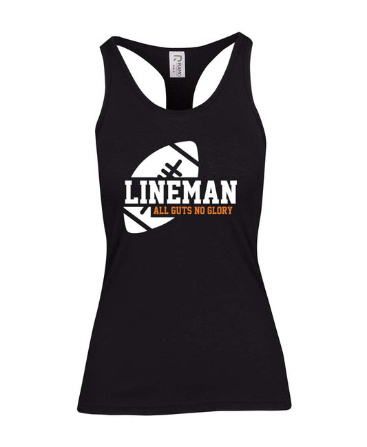 Lineman all guts no glory Ladies T-Back Top
