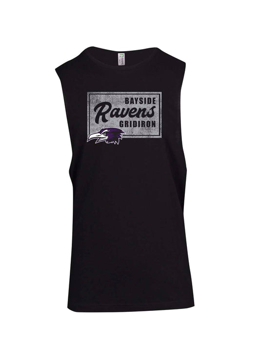 Bayside Ravens Distressed Logo Ladies Muscle T