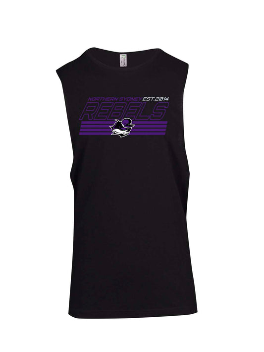 Rebels Striped Logo Ladies Muscle T