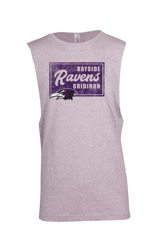 Bayside Ravens Distressed Logo Ladies Muscle T