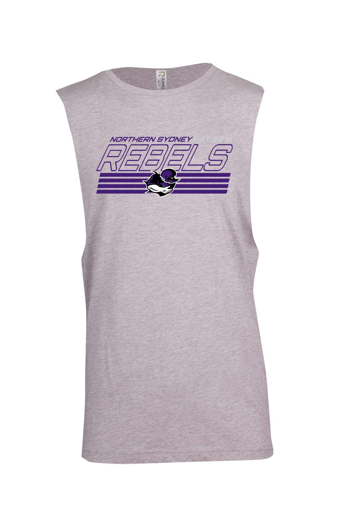 Rebels Striped est 2014 logo Muscle T